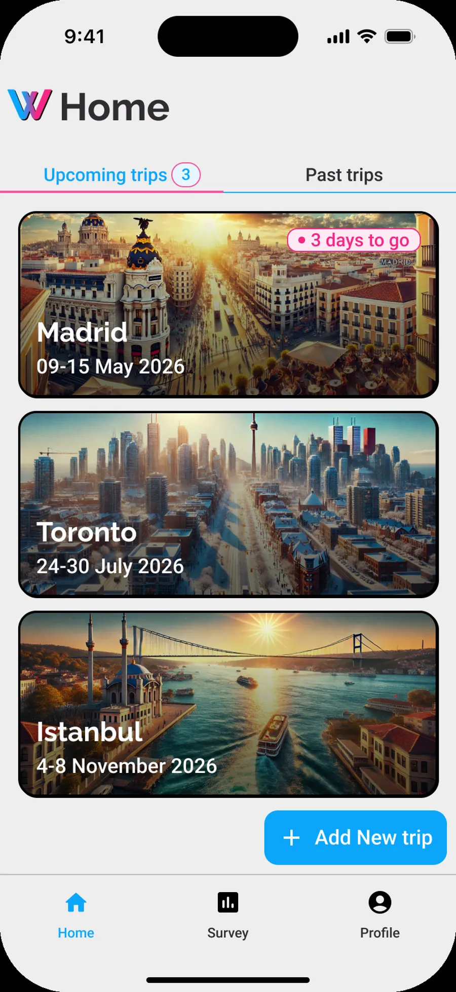 Wanderverse.ai trip overview screen